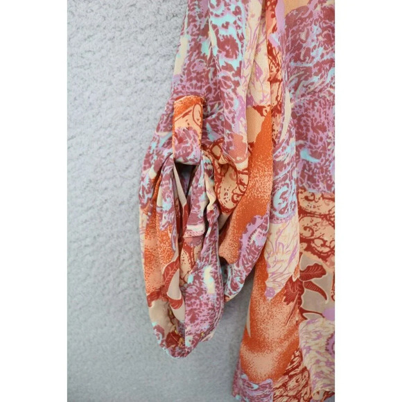 Lane Bryant 3/4 Roll Tabbed Sleeve Sheer Top-Beaded-BOHO-Size 14-16 - Picture 2 of 8